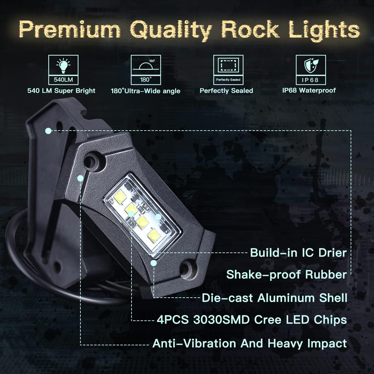 12Pods White LED Rock Lights A2908