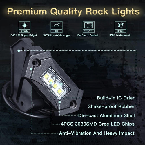 12Pods White LED Rock Lights A2908