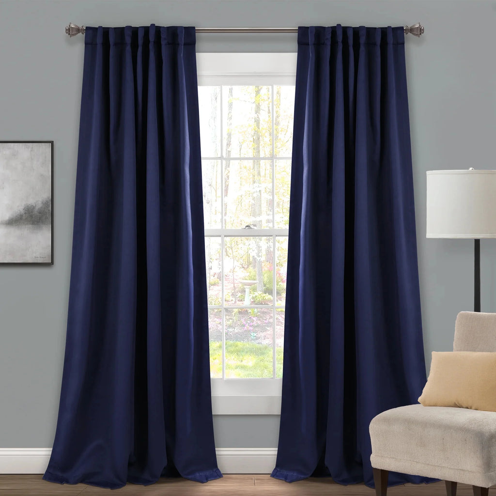 Blue 95" x 52" Insulated Back Tab Blackout Window Panel Pair I782091