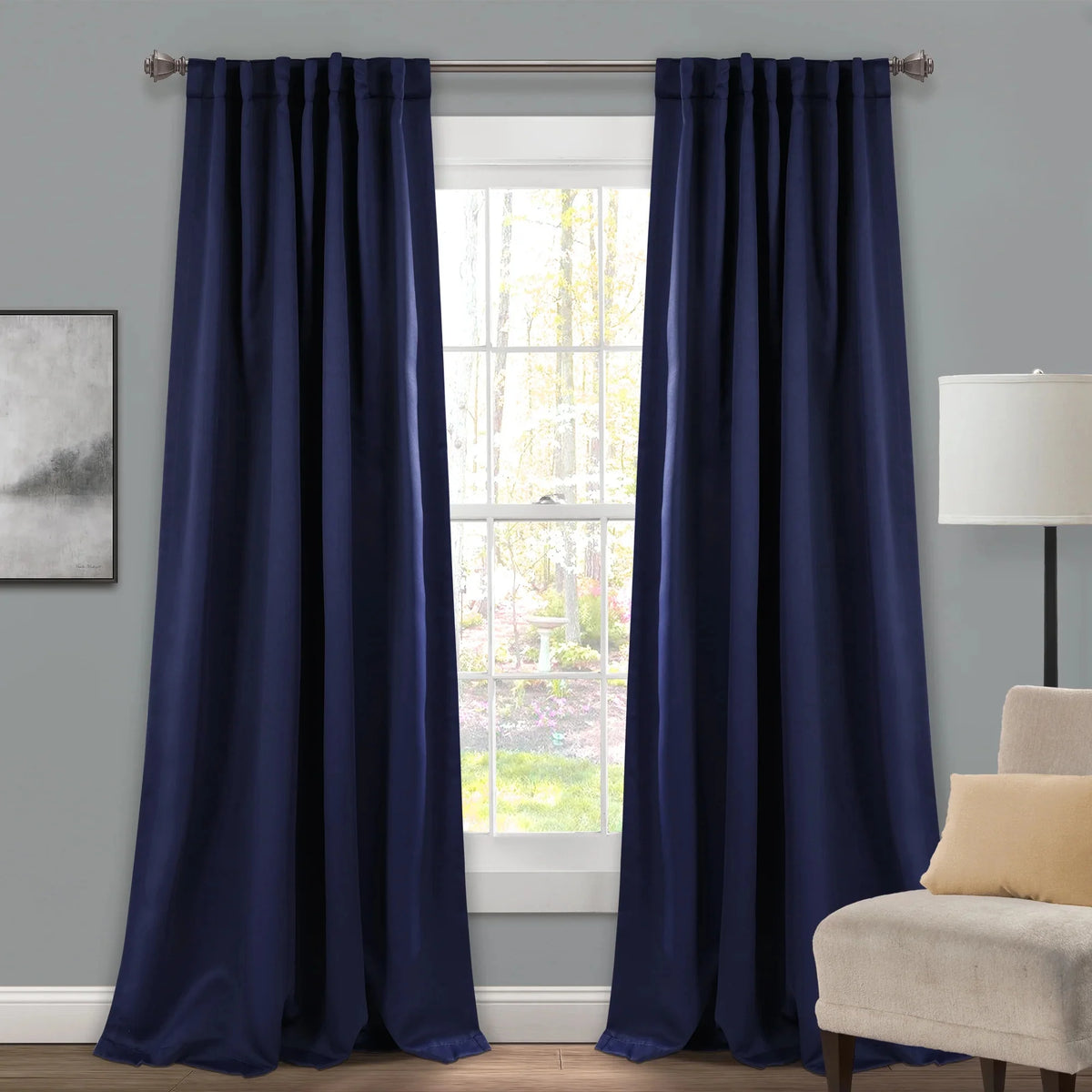 Blue 95" x 52" Insulated Back Tab Blackout Window Panel Pair I782091