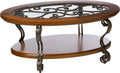 Oval Coffee Table with Glass Top and 1 Shelf G570