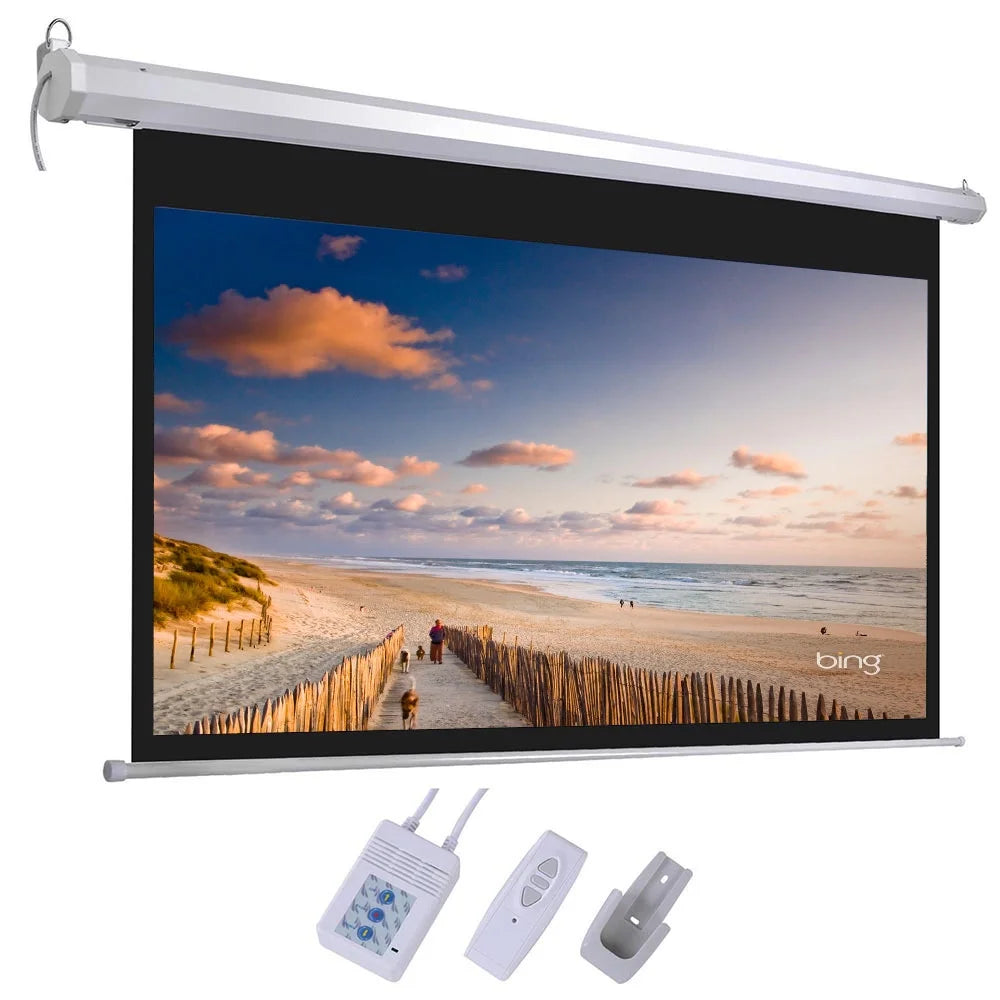 Motorized Projector Screen with Remote Control Matte White F74643