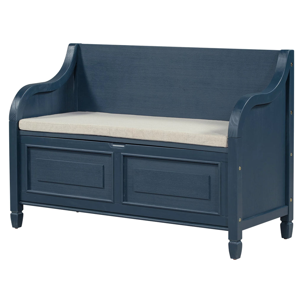 Blue Storage Bench with Hidden Storage H8207