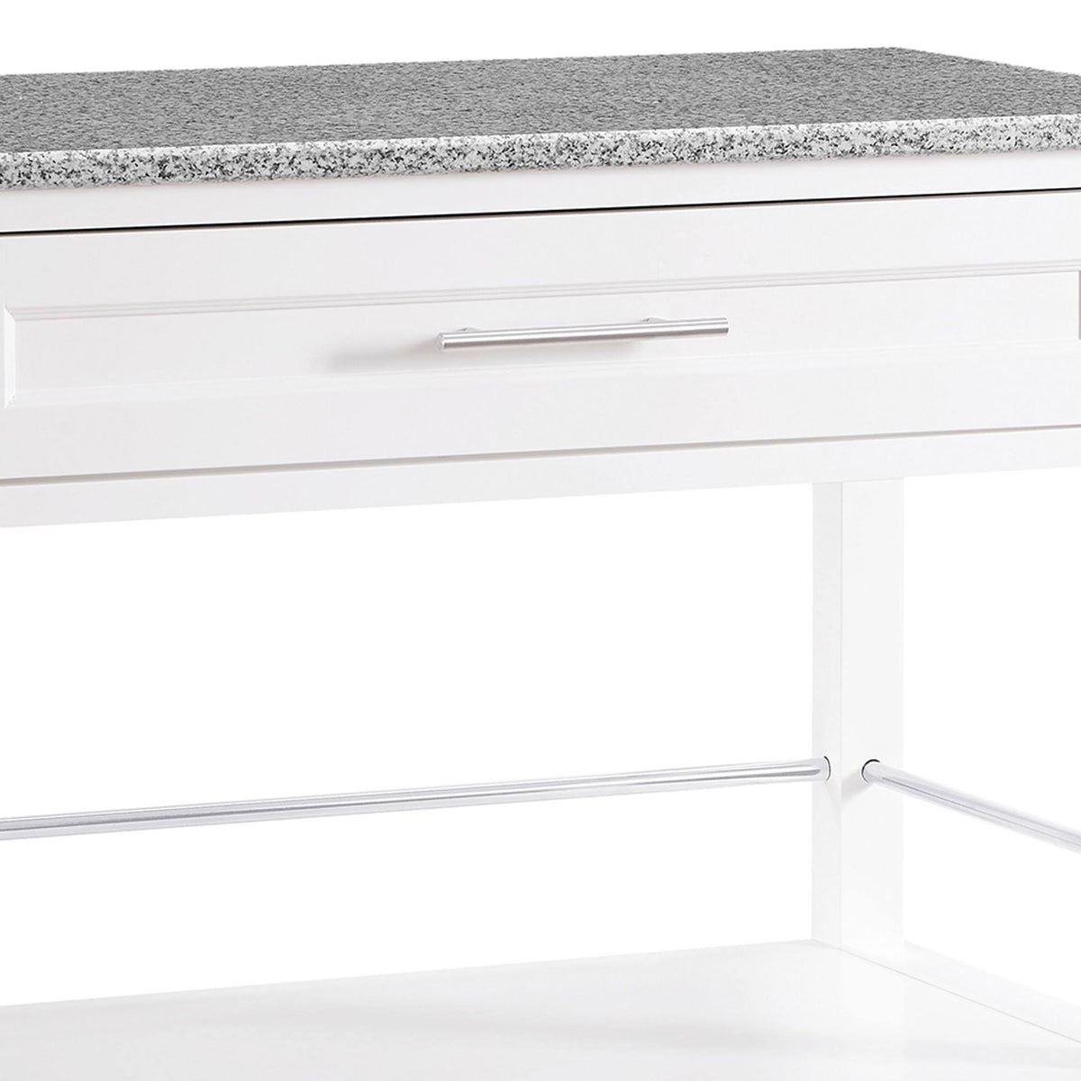 White Wooden Kitchen Cart with Granite Inlaid Top X94364