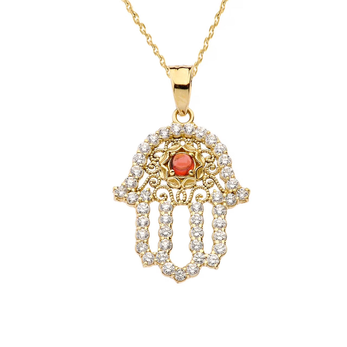 14K Yellow Gold Hamsa Pendant Necklace with 16" chain S132