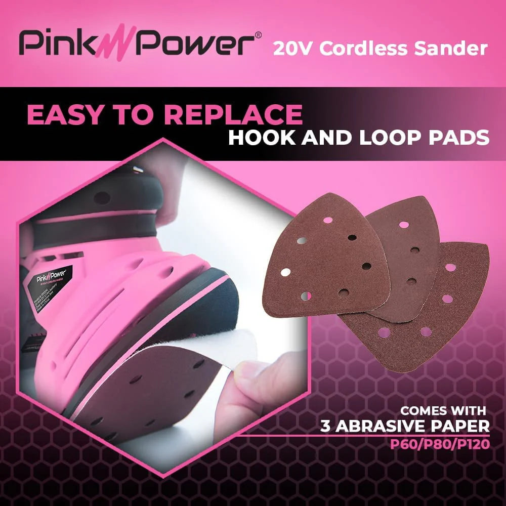 Cordless 20V Palm Sander with Sandpaper, Battery & Charger F2857