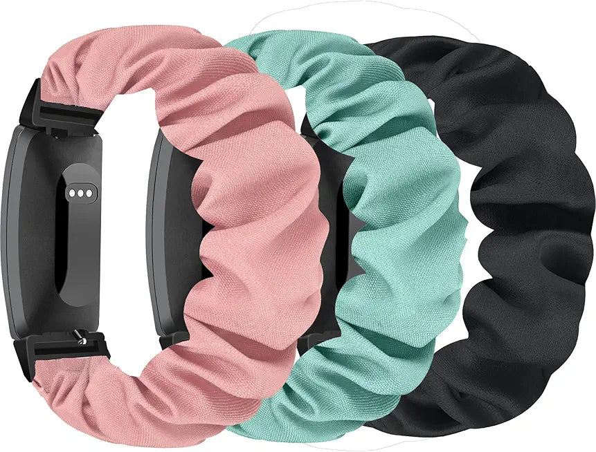 Black Pink Green Nylon Braided Scrunchie Wristband C962555