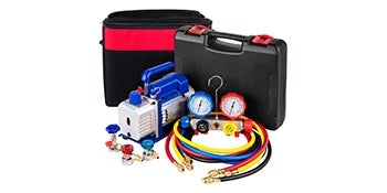 4CFM 1/4HP Single Stage Rotary Vane Vacuum Pump with AC Manifold Gauge Set Z284613