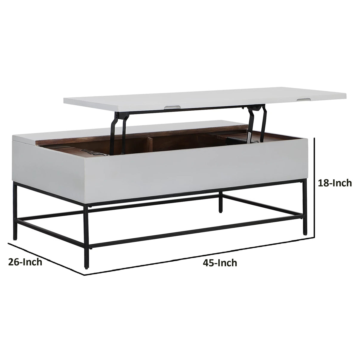 45 Inch Rectangular Mango Wood Lift Top Coffee Table M573386