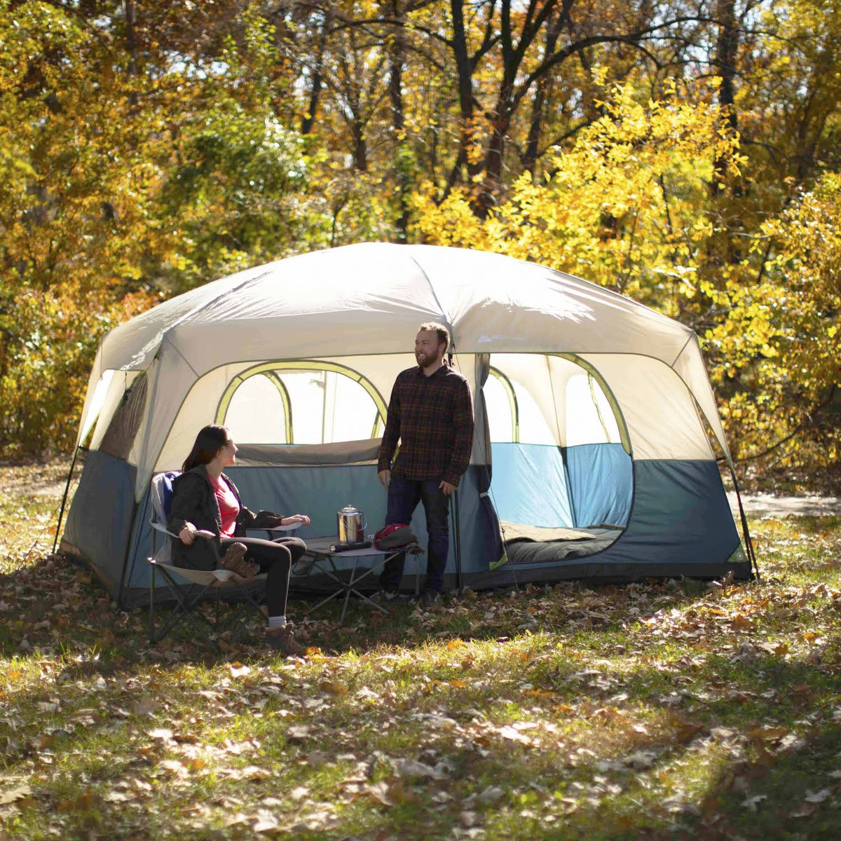 10 Person 2 Room Straight Wall Family Cabin Tent N161