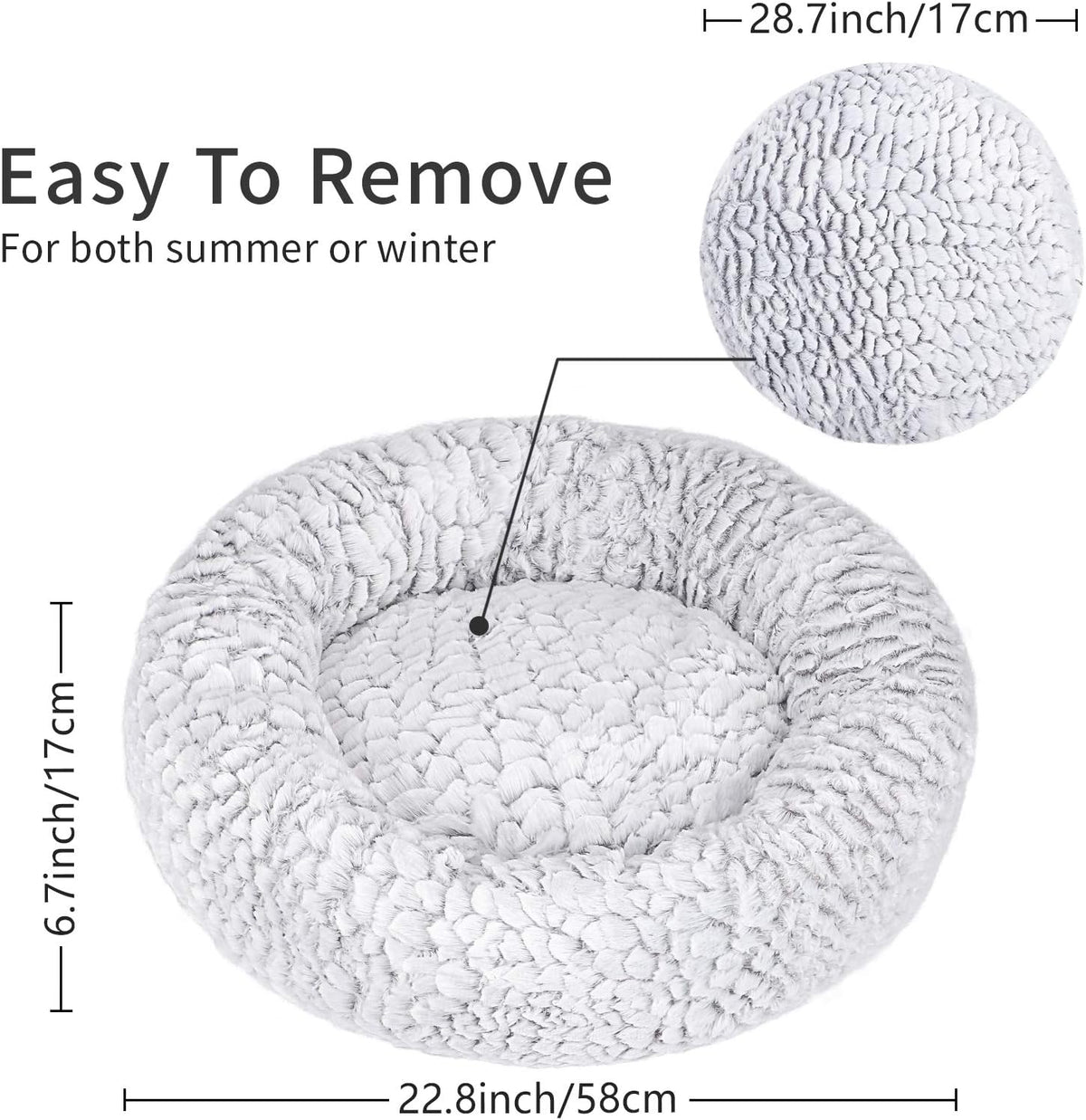 Calming Donut Dog Bed Round Fluffy Plush Washable Cuddler Pack of 2 R2296