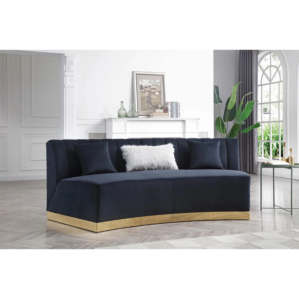 Black Velvet Curved Sofa S20750