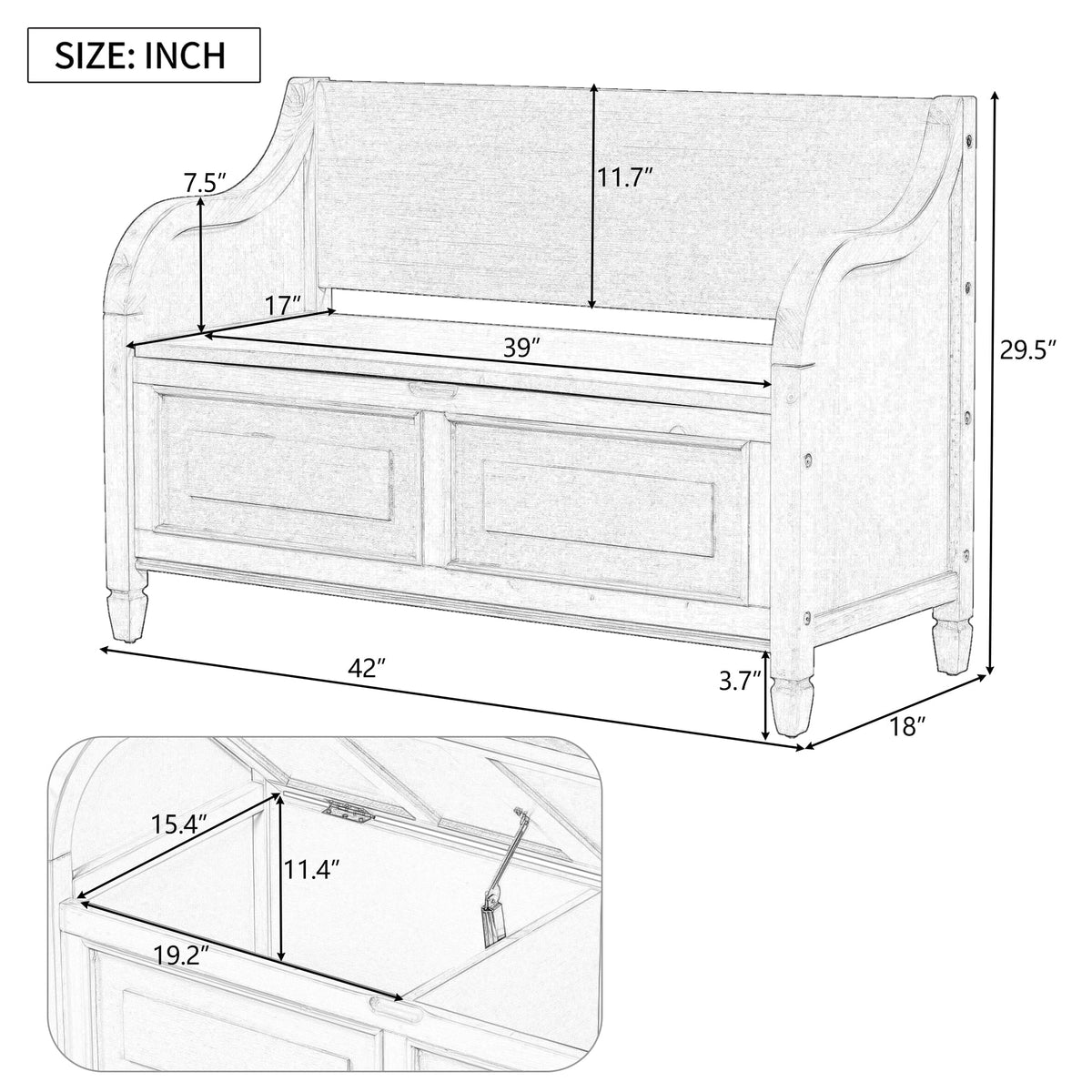 Blue Storage Bench with Hidden Storage H8207