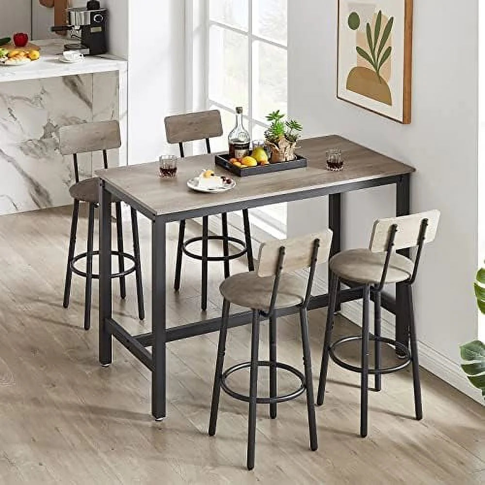 3-Piece Round Bistro Pub Dining Table and Chairs Set U242804