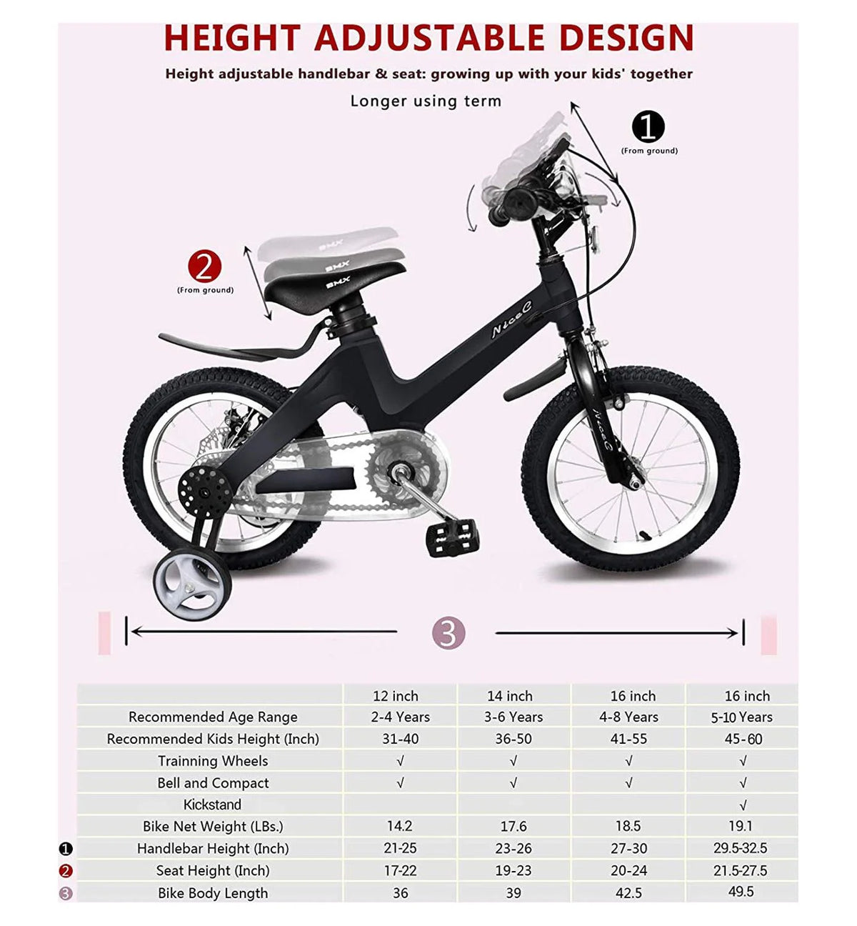 16 In. Black Kids Bike U80812