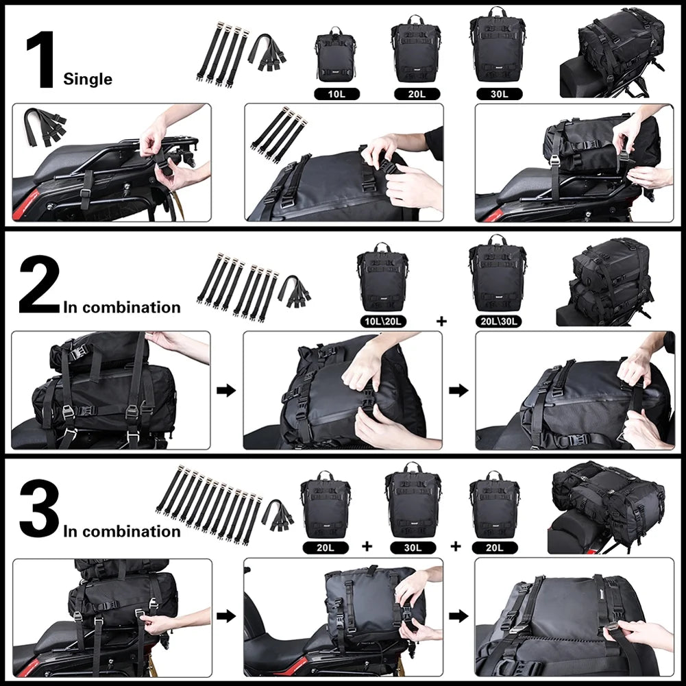 Waterproof Motorcycle Saddle Rack Trunk Luggage Bag W72472