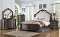 King Panel Bed Set Antique Gray Solid Wood R383