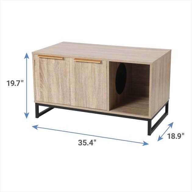 Two Door Bench Cat Litter Box Cover V5842