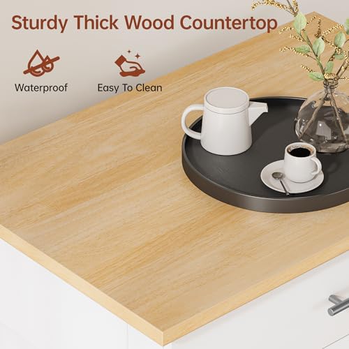 White Rolling Kitchen Island with Storage H761392
