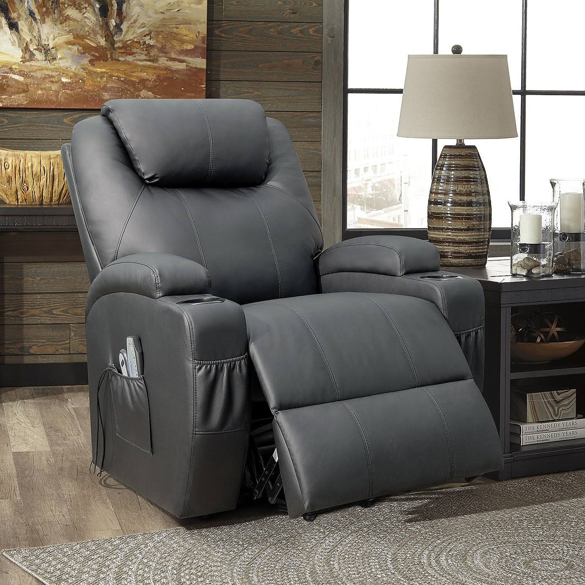 Black Power Lift Recliner with Massage and HEAT D120699