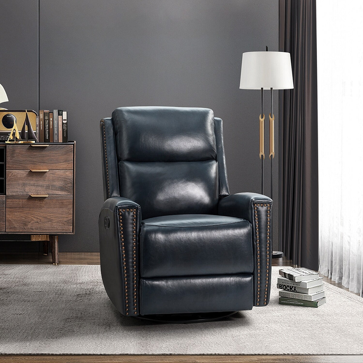 Genuine Leather Wingback Swivel Rocker Recliner B562