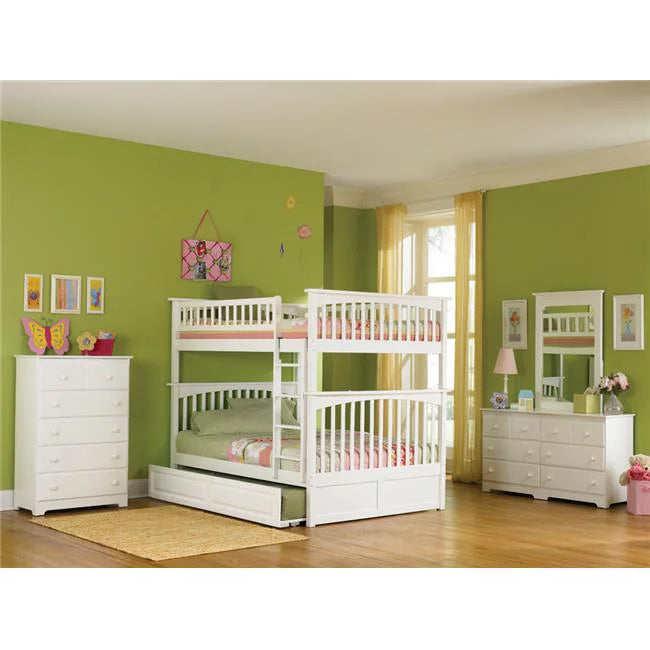 White Full Over Full Size Bunkbed with Drawers Q228355