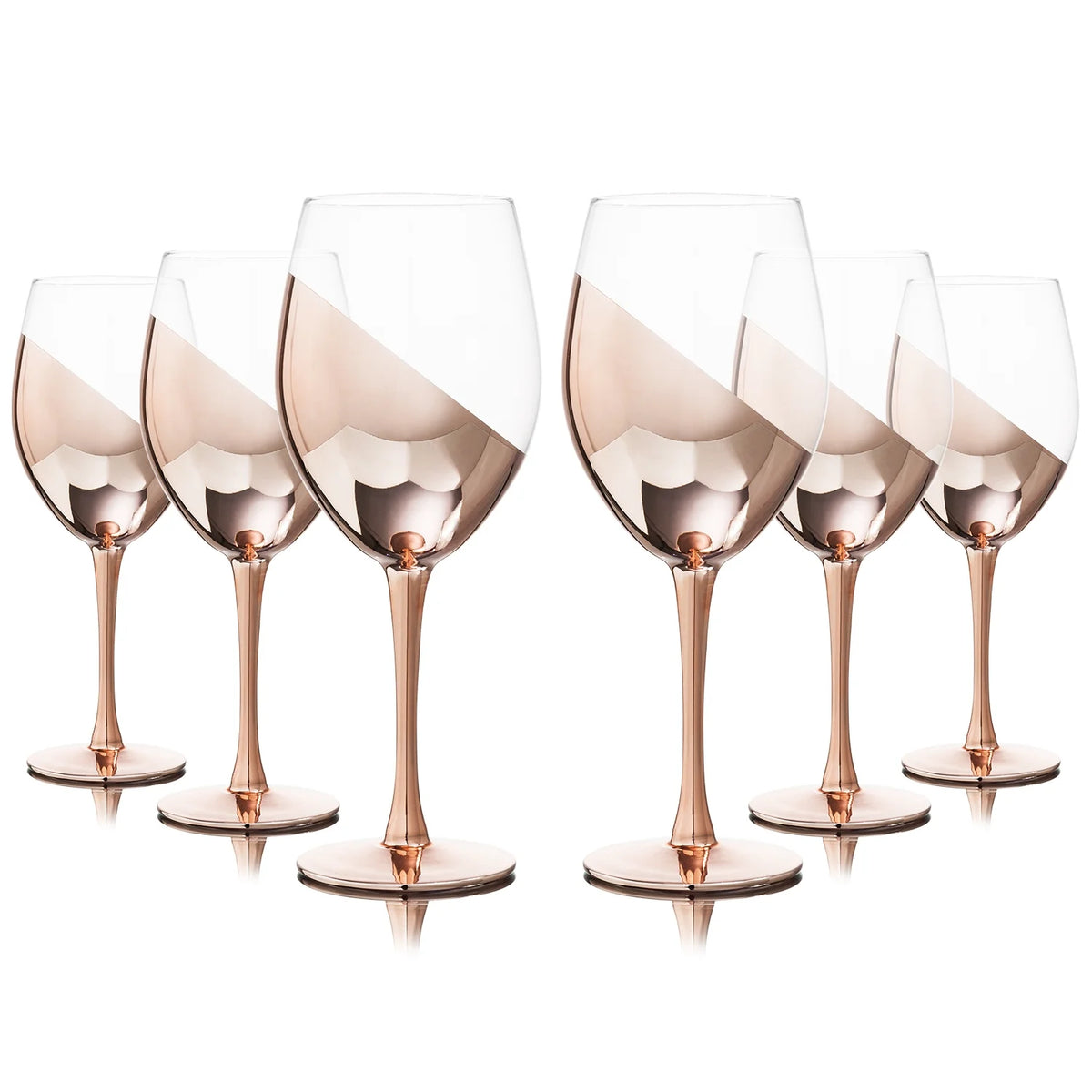 Set of 6 Stemmed Copper-Toned Glasses Q51017