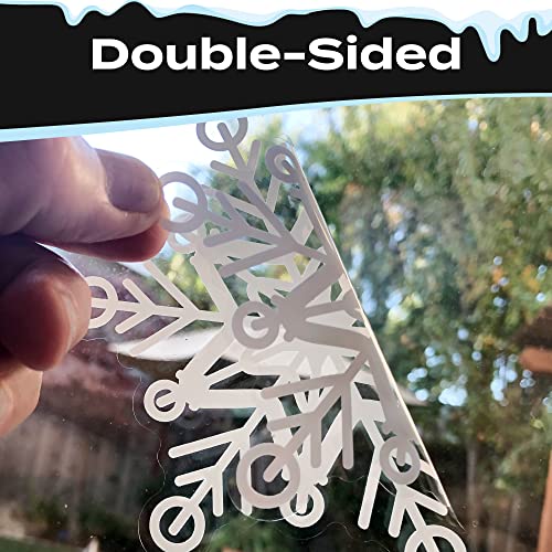 120 PCS Double-Sided Reusable Snowflake Window Clings L76428