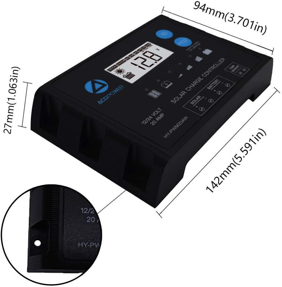 100W Monocrystalline Solar Panel Kit with 20A PWM LCD Charge Controller C695061
