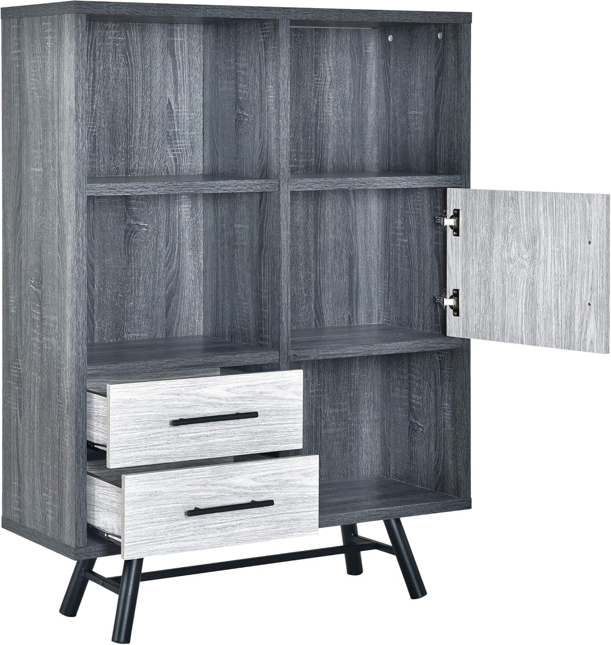 Sonoma Oak Gray Oak Black 6 Shelf Cabinet B2939