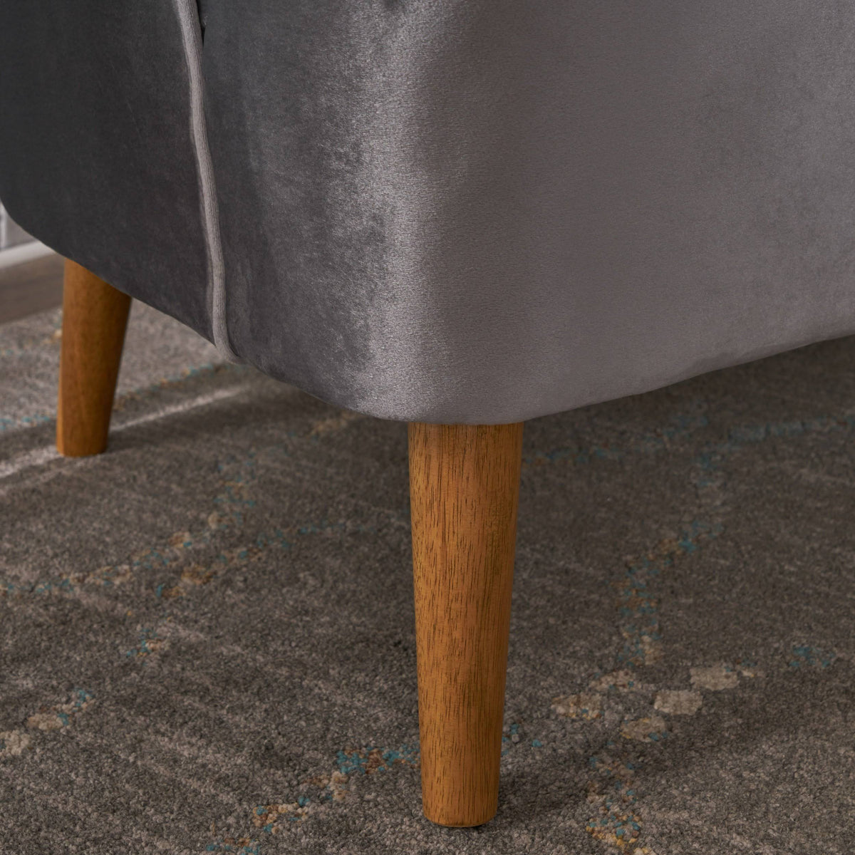 Seafoam Blue Velvet Settee Q69948