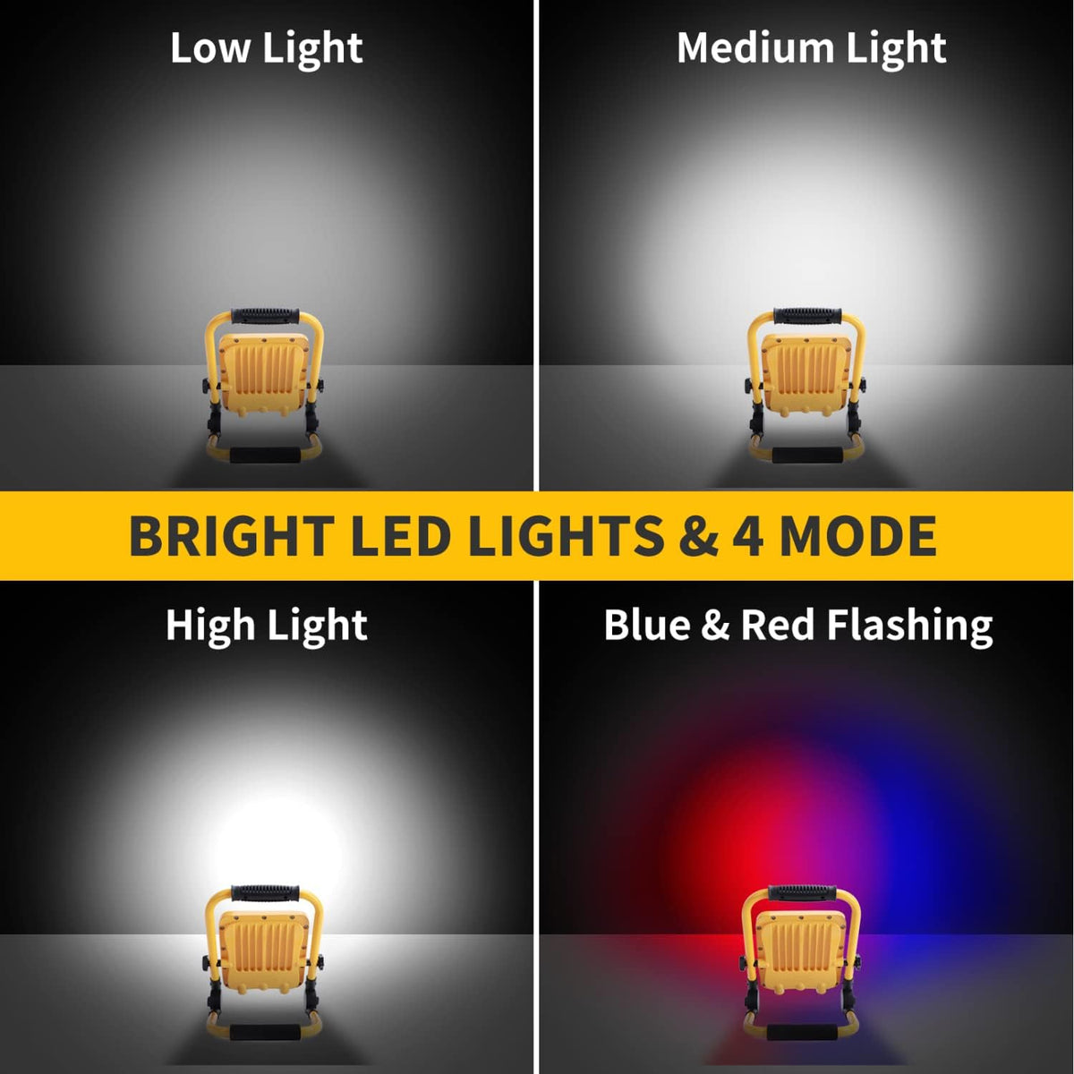 3000LM 360° Rotation IP65 Waterproof 30W Portable Work Light with Stand Pack of 2 Q99158